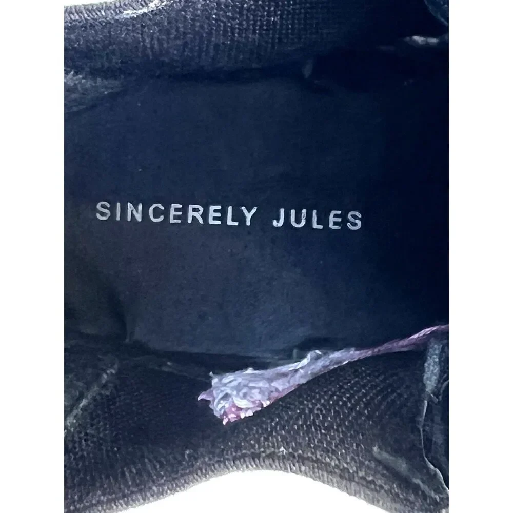 Sincerely Jules Black Floral Embroidered Platform Chelsea Boots Women's Size 8M - Picture 2 of 9
